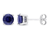 2.00 Carat (ctw) Lab-Created Blue Sapphire Solitaire Stud Earrings in Sterling Silver (6mm)